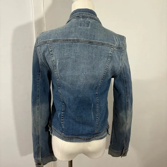 Just USA Women’s Sz S Denim Jacket Distressed Classic Stretch - Picture 4 of 10